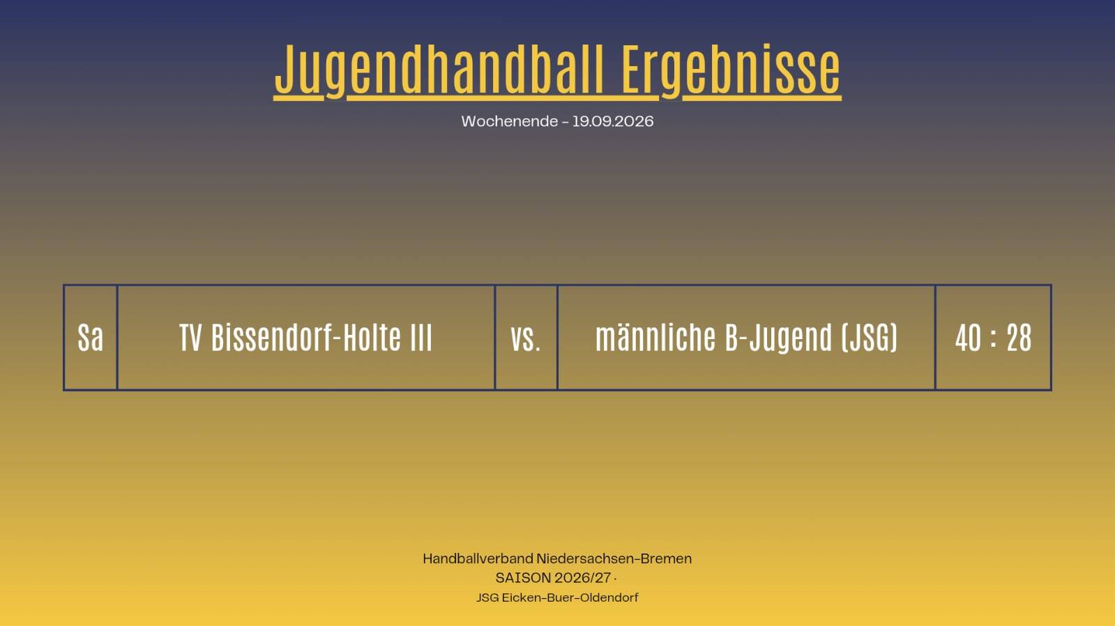 Ergebniss Jugend 26 09 19