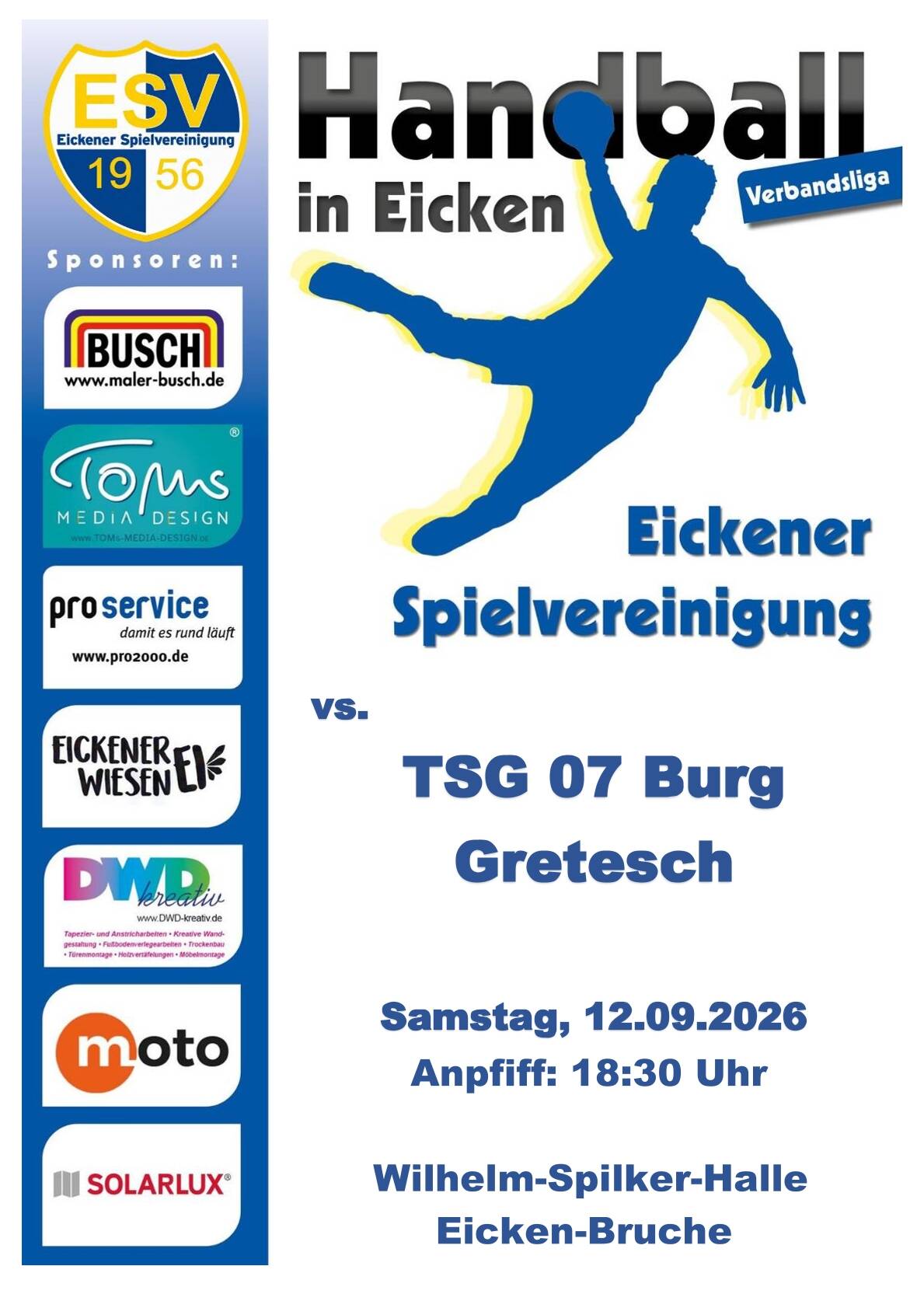 ESV Handball Ankuendigung TSG 07 Burg Gretesch
